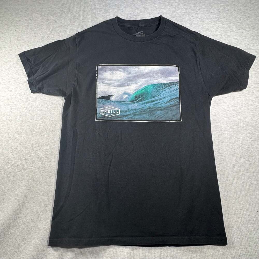 O'Neill Black Graphic T-Shirt With Ocean Wave Print Men's Size